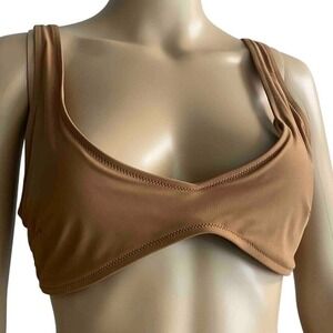 Aerie Scoop Bikini Top Comfort Stretch Casual Everyday Orange Size L | TOP ONLY